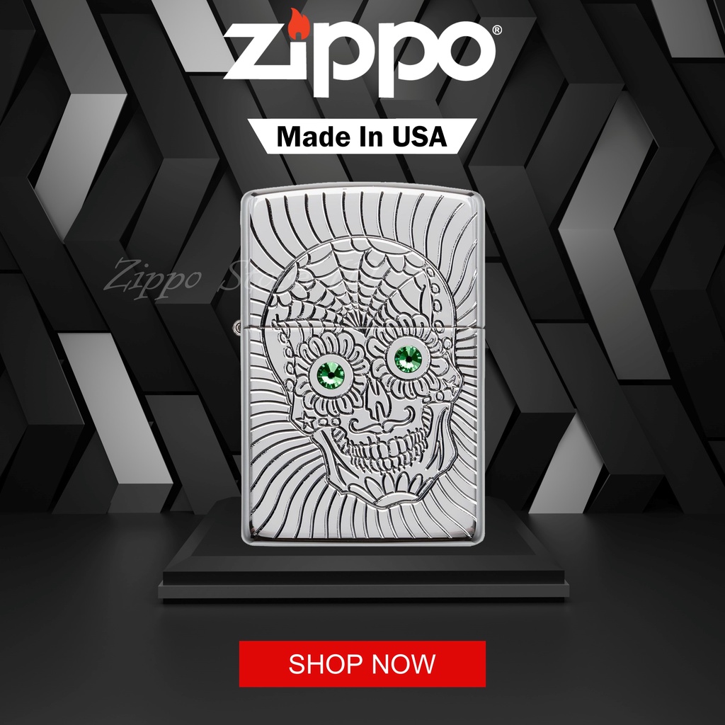 Korek Zippo Armor Sugar Skull Design 49172 Original Made In USA