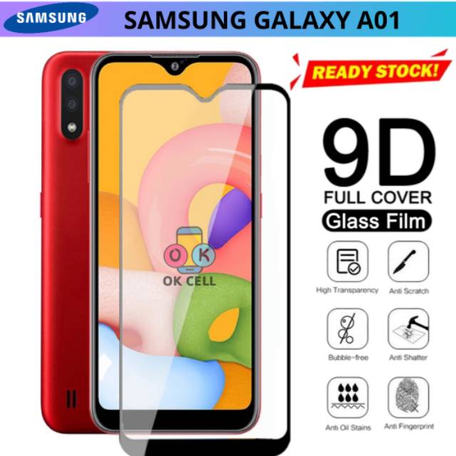 Tempered Glass 5D.9D Full Screen Samsung A01 TG Anti Gores Ful Layar Kaca Guard Protector Premium