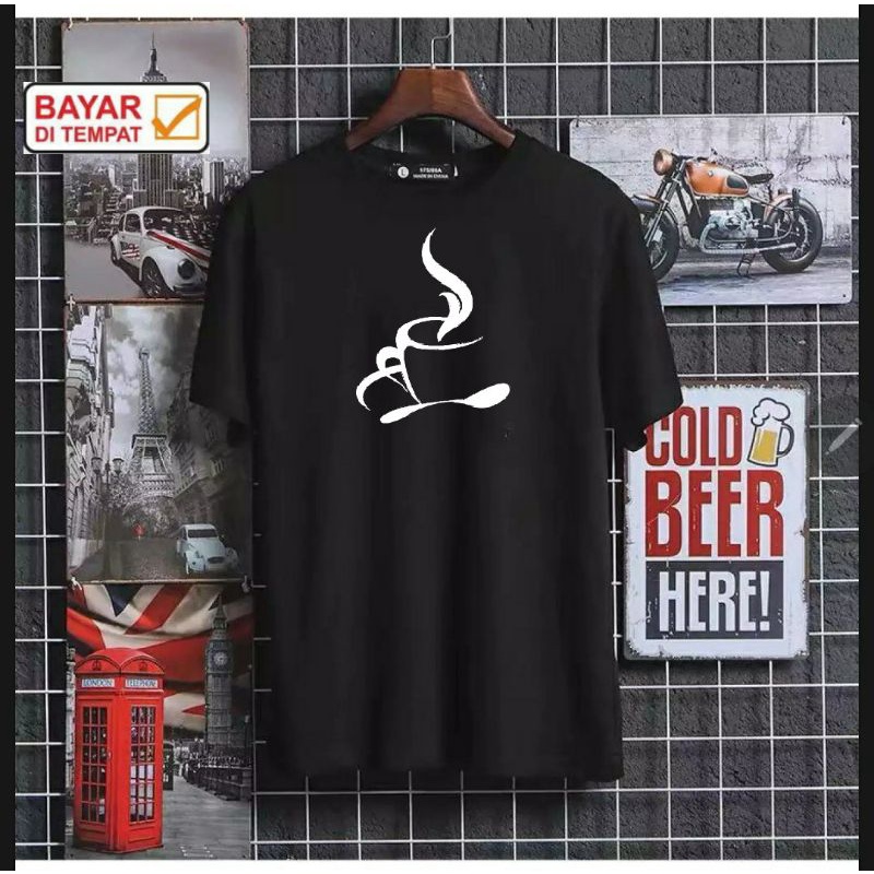 Kaos Pria Cotton Combed KOPI Kaos Oblong Pria Lengan Pendek Atasan Tshirt Pria Baju Oblong Pria