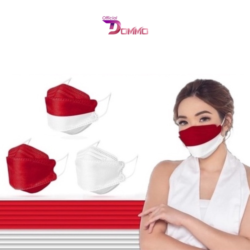 DOMMO - D6067 Madame Gie Protect You KF94 Merah Putih - Masker 1Pcs | Edisi Kemerdekaan RI KE-76