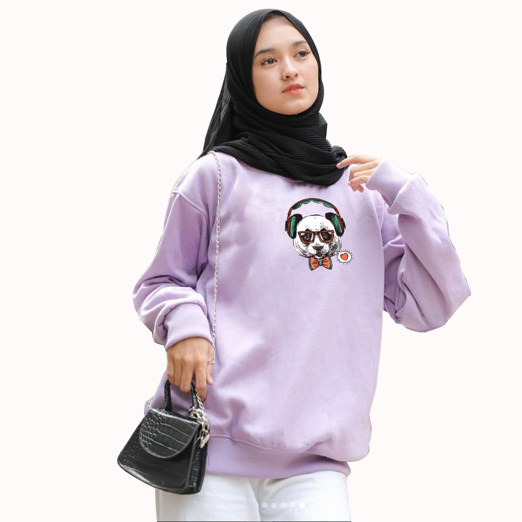 Sweater oversize wanita PANDA MUSIC sweter cewek big size murah