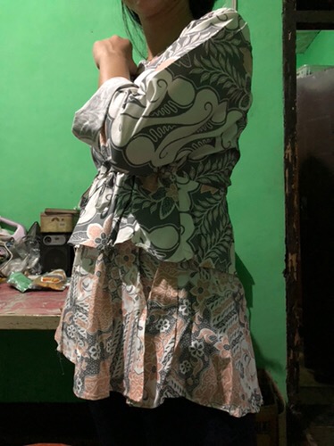 Tey-17 Batik Wanita Asj Sa Hrb026 Kenongo Kemeja Tosca Pendek