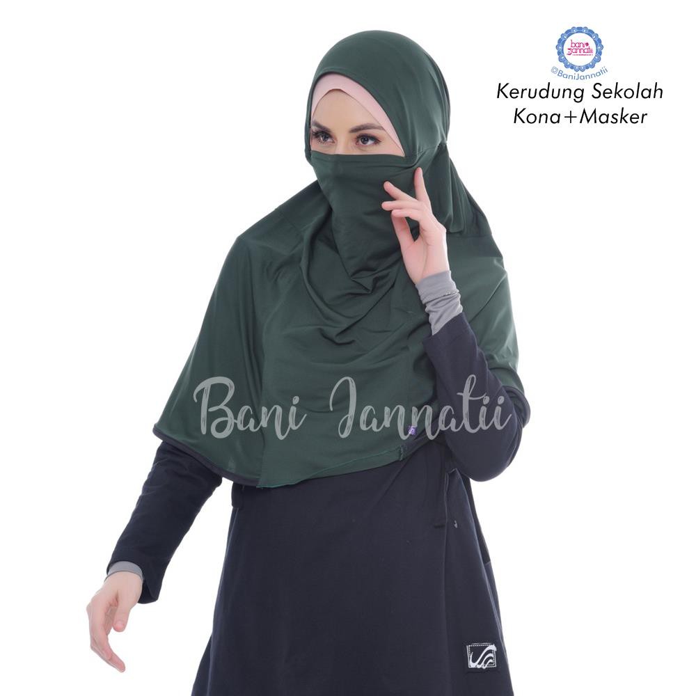 Kerudung Kona + Masker | Bergo Dewasa | Kerudung Instan ORI Rabbani
