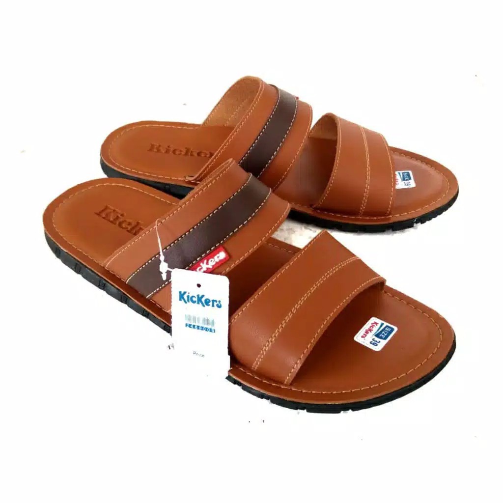 Sandal Slop Pria Kickers Kulit Sintetis Terbaru