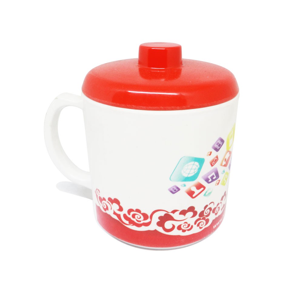 Mug Gelas Melamin 10 cm + Tutup