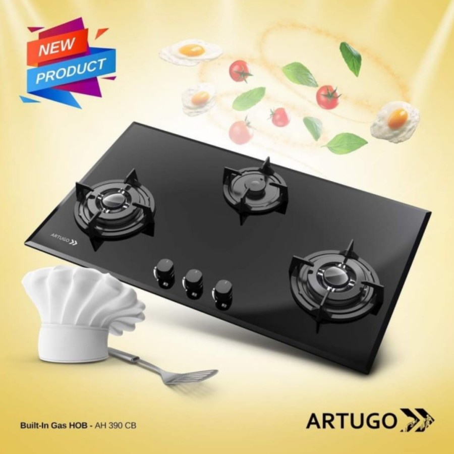 Artugo Built In Glass Gas Hob/Kompor Tanam Gas AH 390 CB Panjang 86 cm