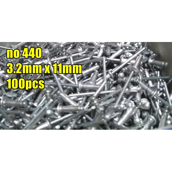 isi 100 pcs paku rivet 3.2mm x 11mm paku ripet aluminium blind rivet rifet keling seri no 440 isi 10