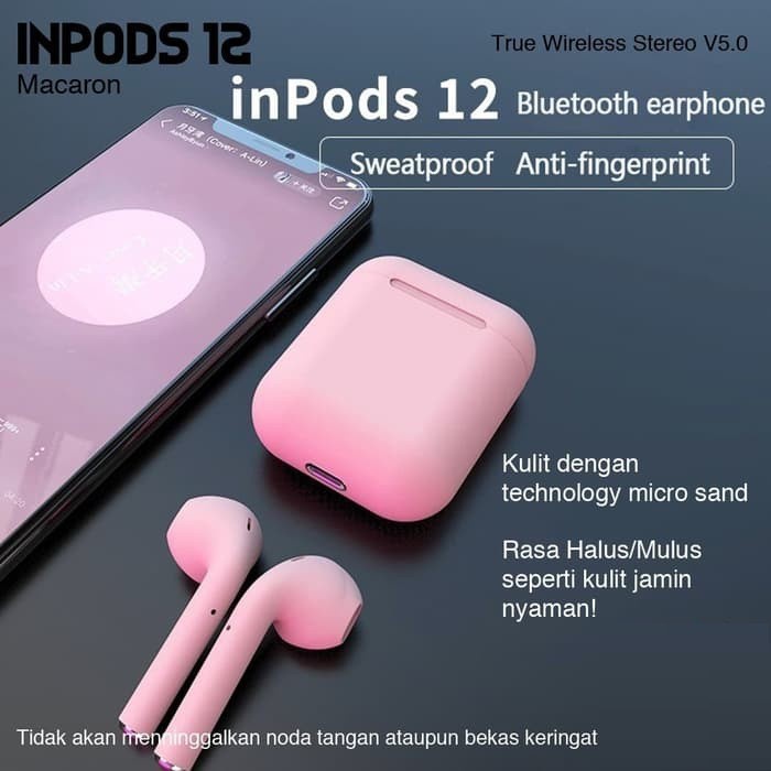 Macaron Headset Wireless Bluetooth I12 Extra Bass HOKKYACC