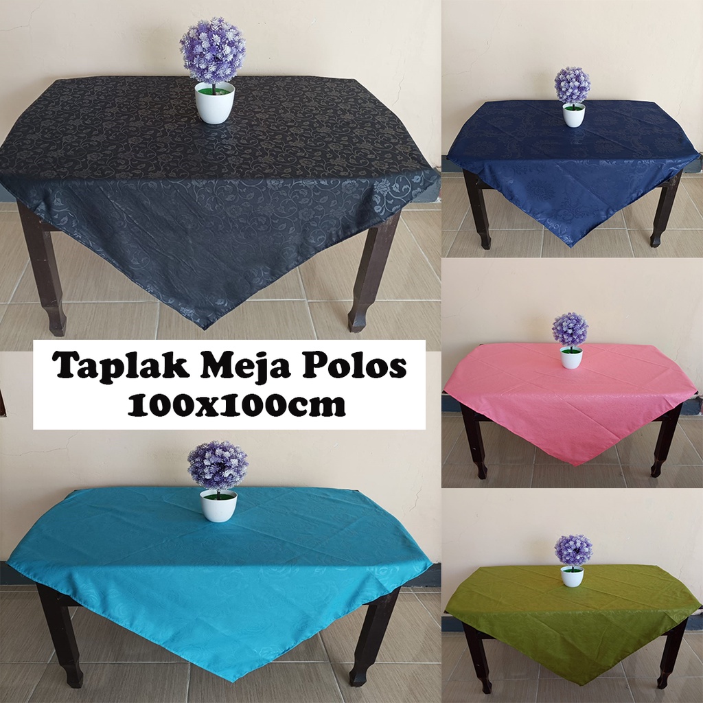 Taplak Meja Ruang Tamu Minimalis Bentuk Kotak Persegi 100x100cm Motif Polos Embos Aneka Warna