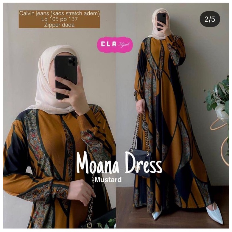 Salma Dress - Gamis Wanita Calvin Jeans Terbaru LD110 Busui Jumbo / R.19 - 033-5966