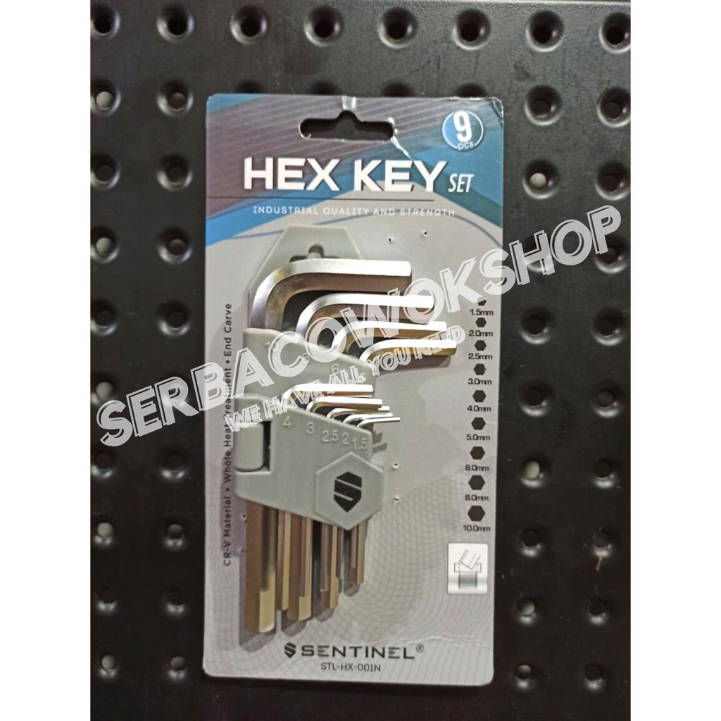 Sentinel Kunci L Segi Enam Pendek Hex Key Set Chrome 9Pcs Short Termurah Berkualitas