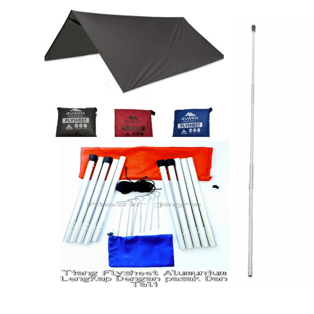 FLESHEET 3x3 17 LOP SUDAH DILENGAKPI TIANG+PASAK+TALI FLYSHEET TRAPTENT TENDA CAMPING