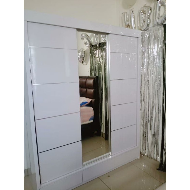 LEMARI PAKAIAN 3 PINTU SLIDING / LEMARI MINIMALIS/ lemari pakaian murah BANDUNG ONLY READY STOK