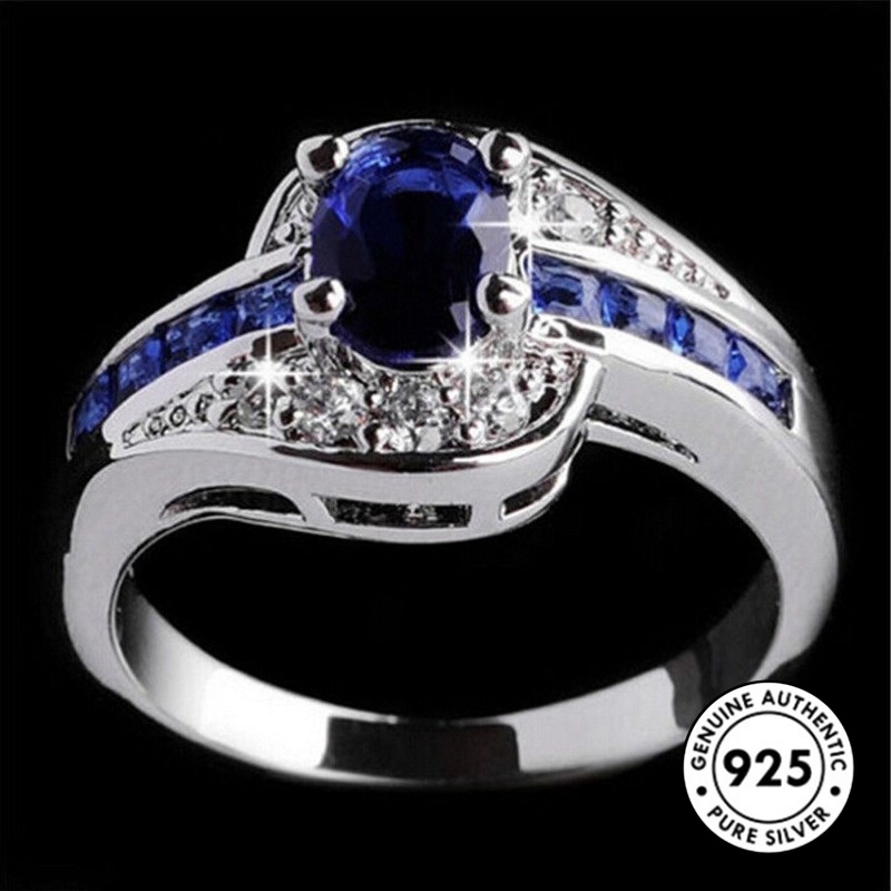 Cincin Sterling Silver 925 Dengan Kristal Warna-Warni Untuk Wanita