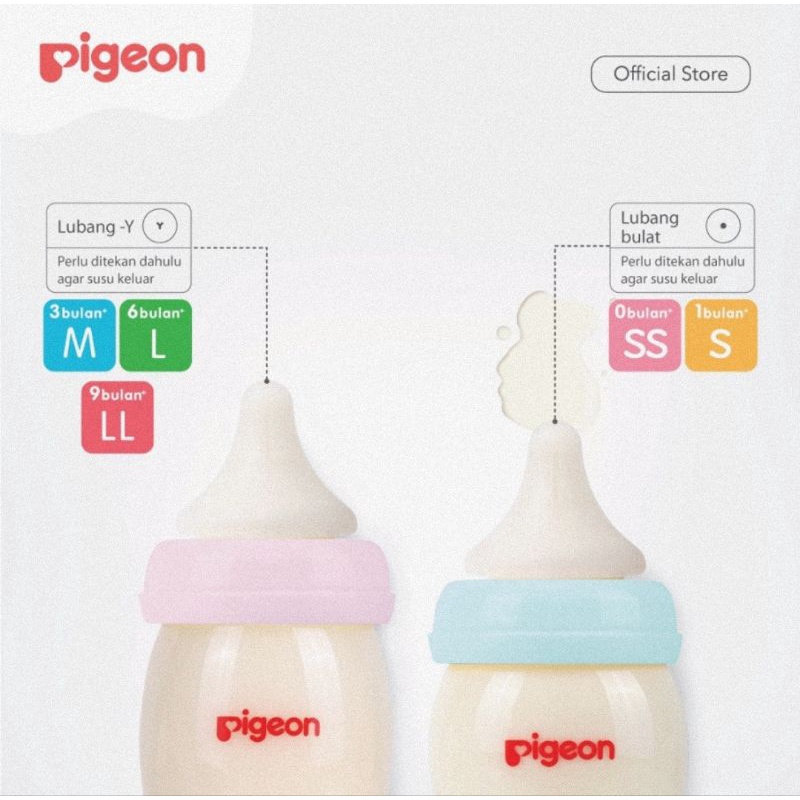 Pigeon Peristaltic Plus Wide Neck Nipple Isi 3 Pcs - Dot Susu Bayi