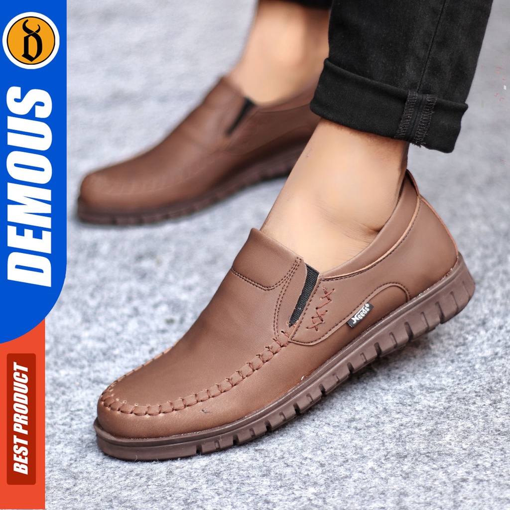 Sepatu Slip On Pria Sepatu Casual Pria Formal Kulit Pu Sepatu Pantofel Kerja Kantor Kuliah Kondangan Sepatu Slop Pria Sepatu Hitam Pria DEMOUS BLENA