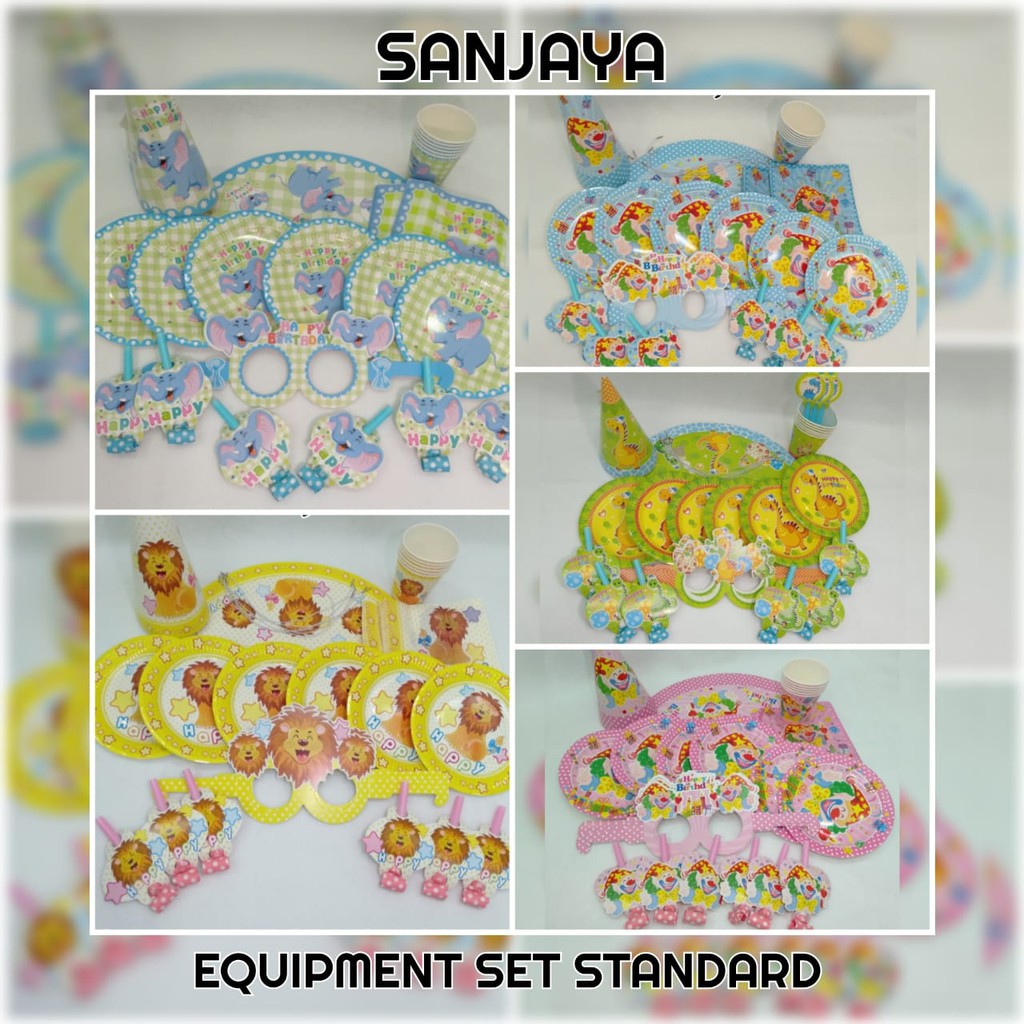 Aksesoris Set Perlengkapan Ulang Tahun / Paket Dekorasi Ulang Tahun Motif Karakter / Equipment Set Standard