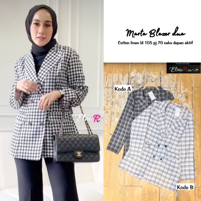 MARTA BLAZER DUA BY ELMIRA (BLAZER WANITA) Blazer kotak-kotak rekomended