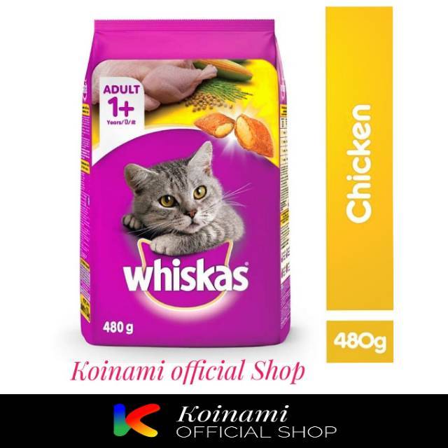 WHISKAS 480gr ADULT CHICKEN / makanan kucing / pakan hewan / dray food / cat food