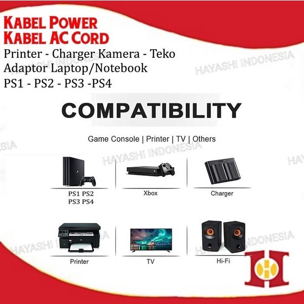 Kabel AC Cord Angka 8 220V Adaptor Power Supply Colokan Listrik 2 Pin