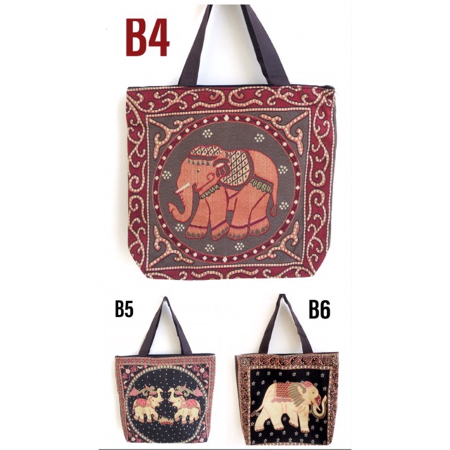 Tas Totebag kanvas thailand jinjing besar import elephant B series