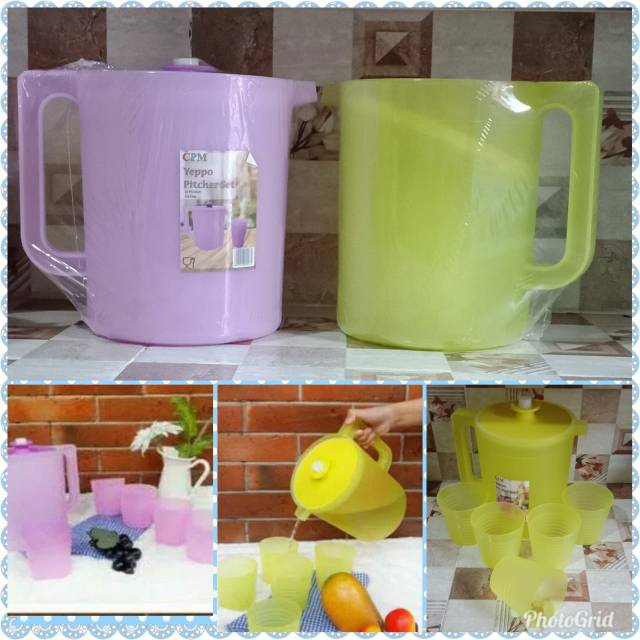 Teko Yeppo set 5 gelas Cantik 1kg isi 2 pcs