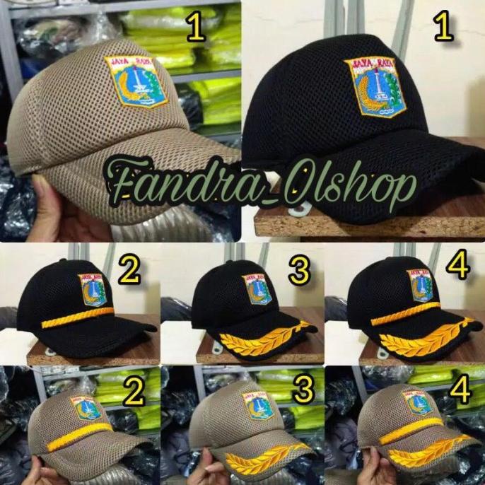 Topi PNS DKI Jakarta JAYARAYA Hitam Khaki bahan jaring dobbel mess. BERKAH