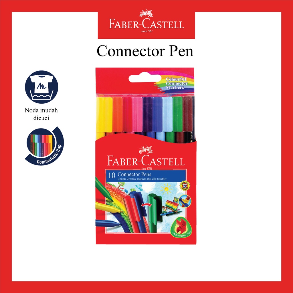 

HJK Konektor Pen Faber Castell / Spidol Warna Connector Pen Set 12 Warna / Souvenir Ulang Tahun