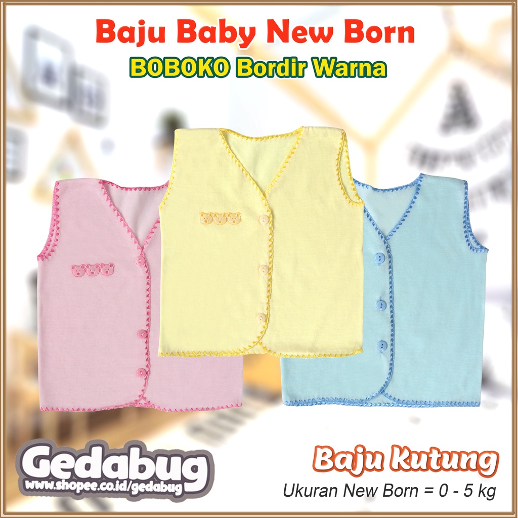 6 Pcs - Baju BOBOKO Bordir Warna KUTUNG | Pakaian Bayi Murah | Size New Born