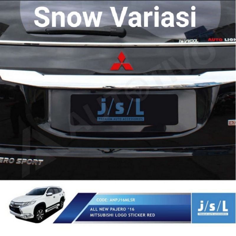 All New Pajero Sport Stiker Logo Merah Hitam Carbon Depan Belakang Tahan Air Jsl