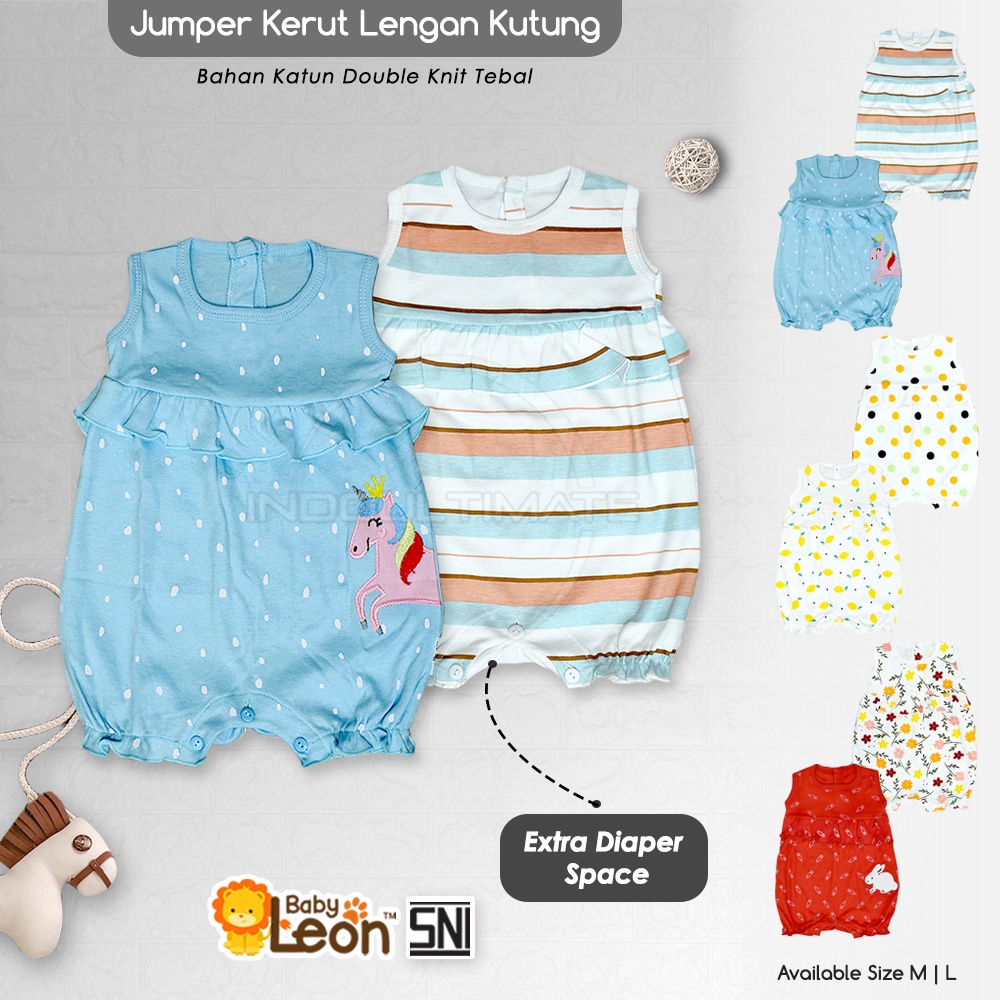 BABY LEON SNI Jumper Lengan Kutung Bayi Perempuan 0-12 tahun Jumper Kerut Kutung Jumpsuit Anak Balita Cewek kaos bayi kaos bayi romper kodok anak  GY-046