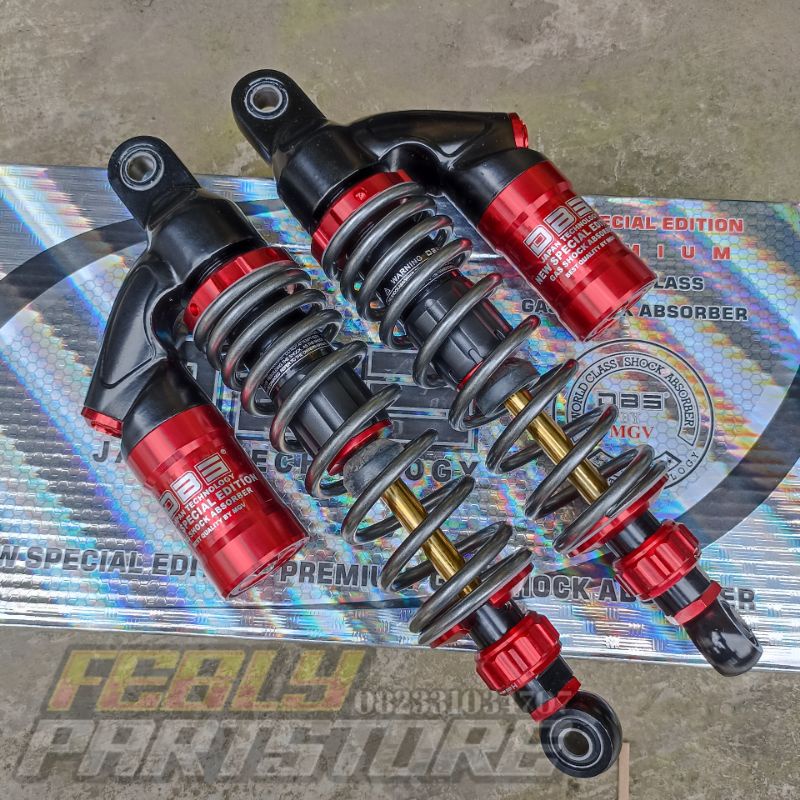 SHOCK SKOK SHOK BELAKANG DBS MODEL V SERIES TITINIUM RED AS GOLD 320MM SHOCKBREAKER TABUNG DBS TITAN