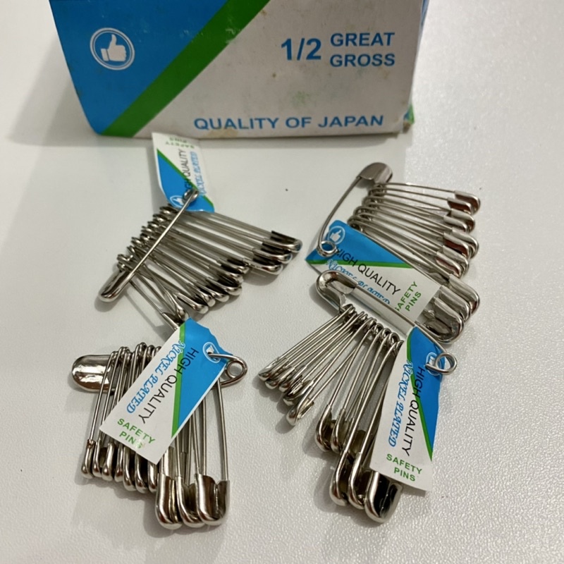 Peniti 1 Renceng 12 Pcs  Made In Japan / Peniti Great Gross 1/2 12PCS GOOD QUALITY / Nickel Plated Safety Pins