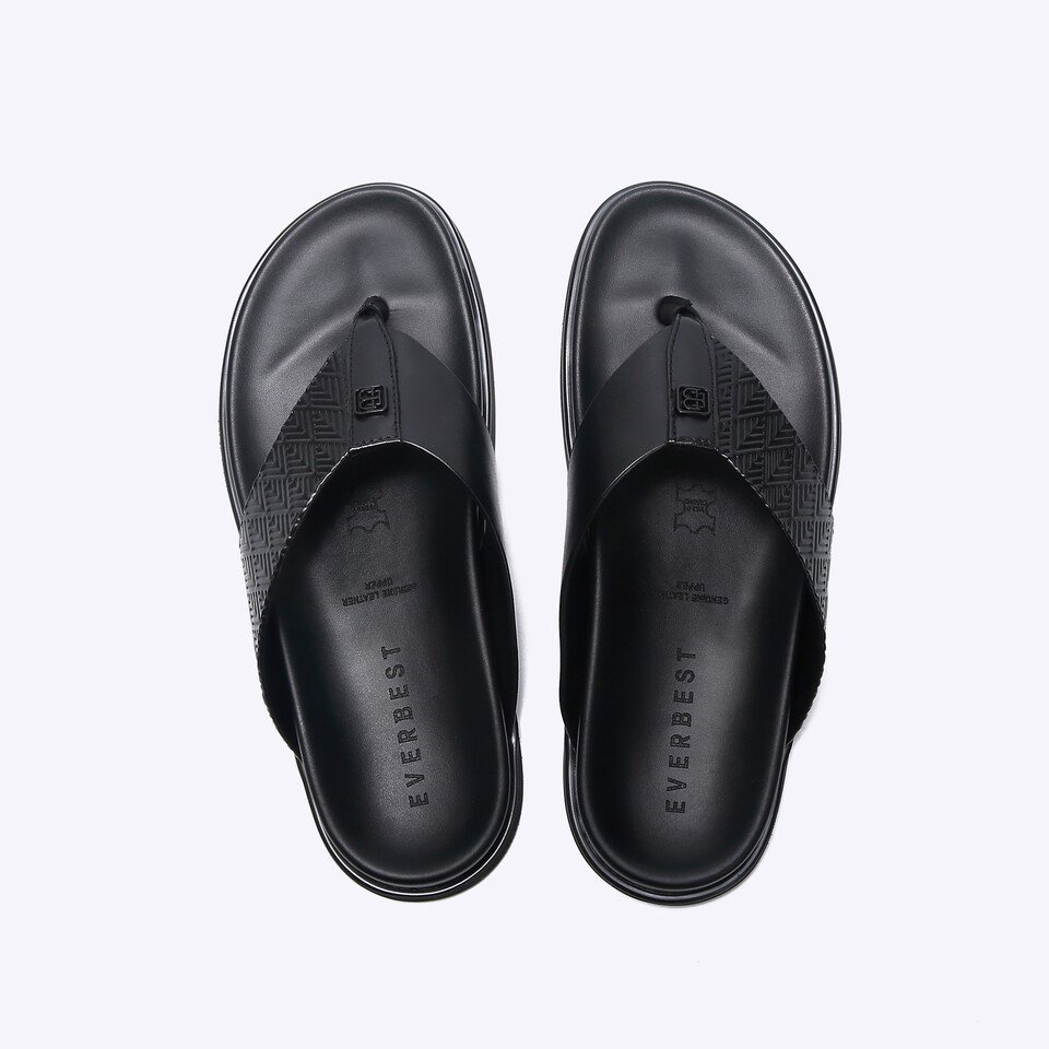 SANDAL JEPIT EVERBEST PRIA ORIGINAL CASUAL KULIT BRANDED HITAM EM21