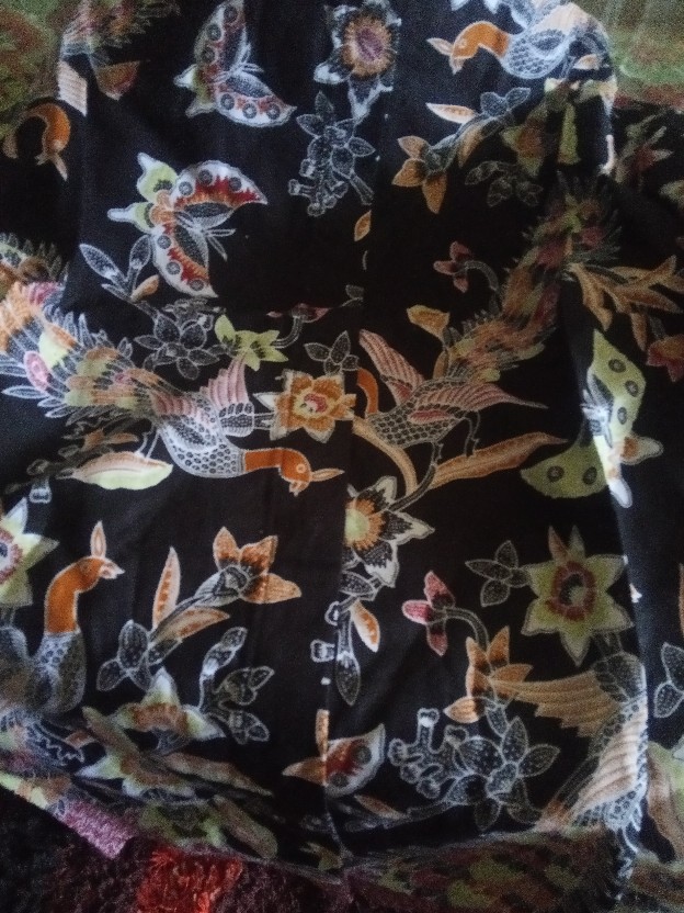 Couple Batik Atasan Pria Wanita M.l.xl Bahan Katun Hitam Merah Abu Sogan Coklat