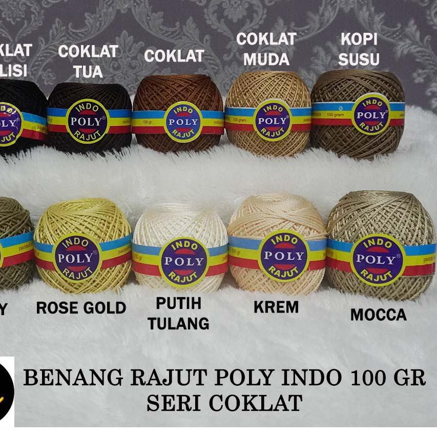 Gratis Ongkir KODE-713 BENANG RAJUT POLY INDO SERI COKLAT, POLY KILAP 100 GR