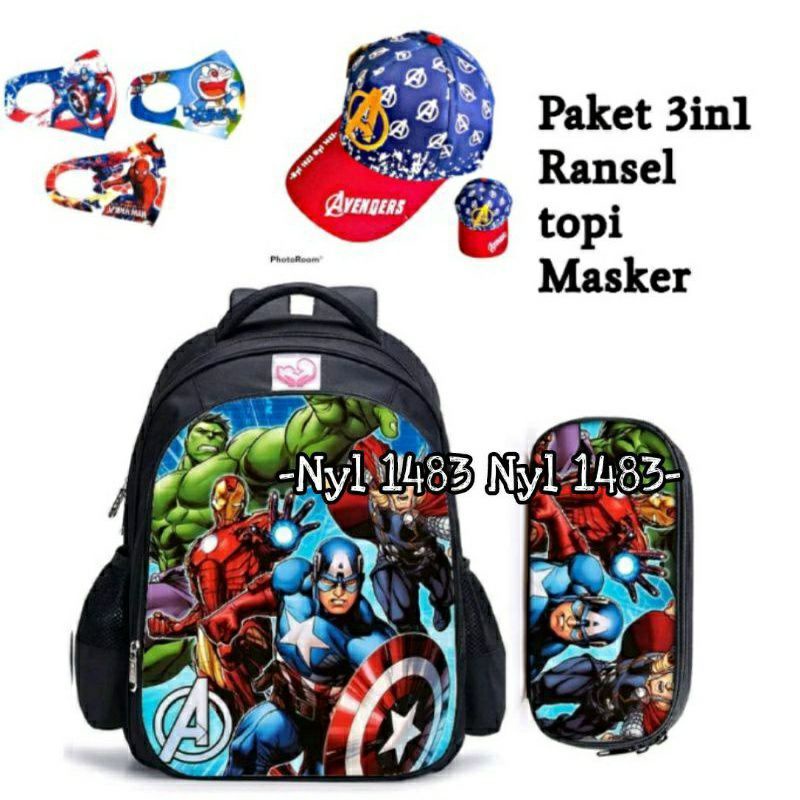 COD | Paket Hemat Tas ransel anak sekolah laki laki TK-SD / free tempat pensil dan jam tangan GShock