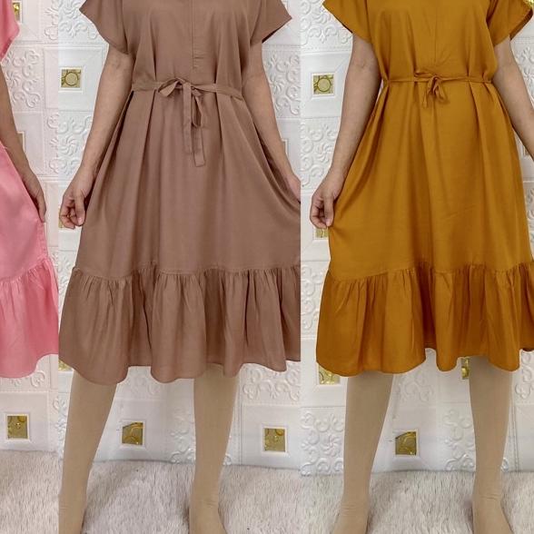 ❀ daster polos pendek rempel selutut rayon polos 3/4 fit JUMBO ✲