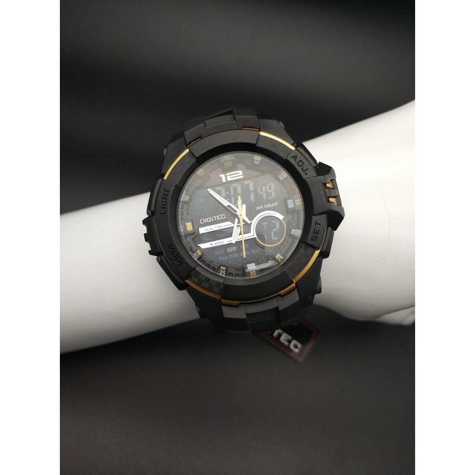 Digitec Analog Digital Jam Tangan Pria Karet Hitam DG-3012T Original