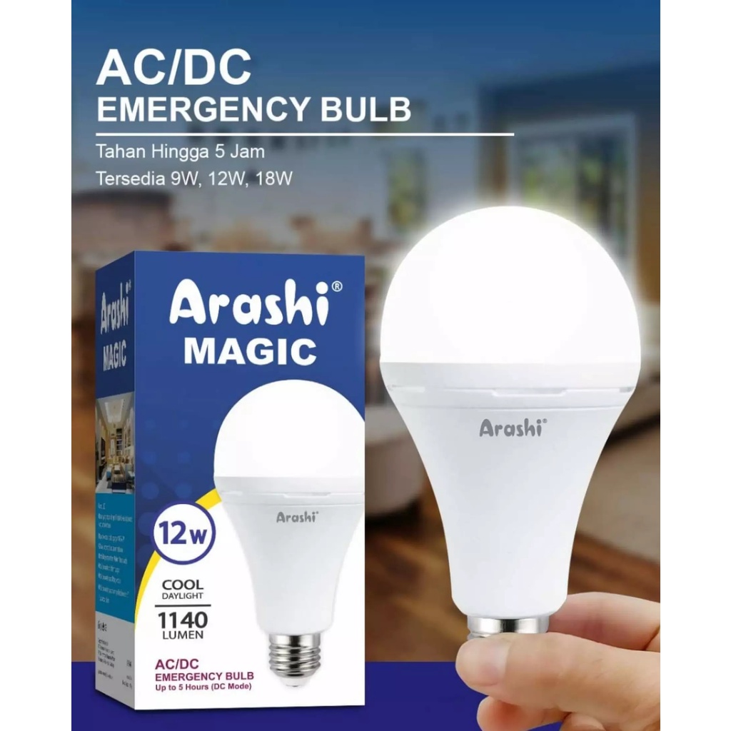 LED ARASHI MAGIC Lampu Bohlam Emergency 9W 12W 18W 9Watt 12Watt 18Watt