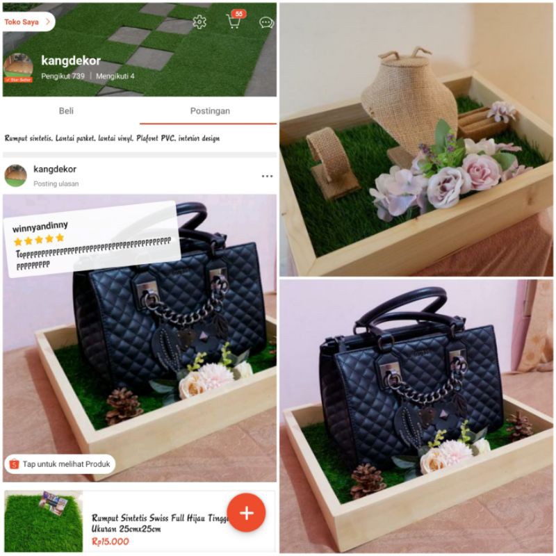 Alas kotak seserahan/hantaran, rumput sintetis kostume ukuran 12