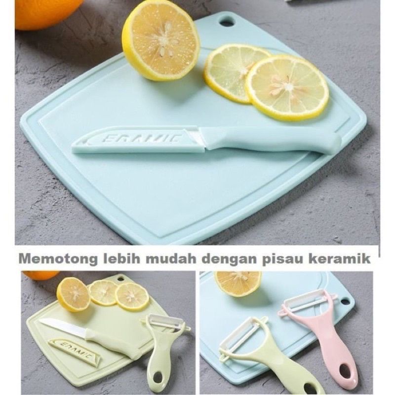 Pisau Talenan Peeler Set 3 in 1 Pengupas Buah Set Talenan Set 3in1 / Knife Set 3in1