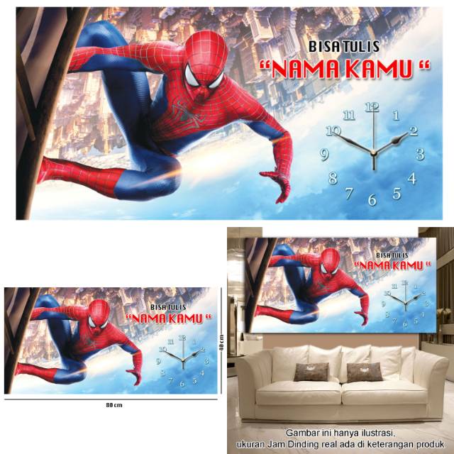 JAM DINDING SPIDERMAN CUSTOM NAMA