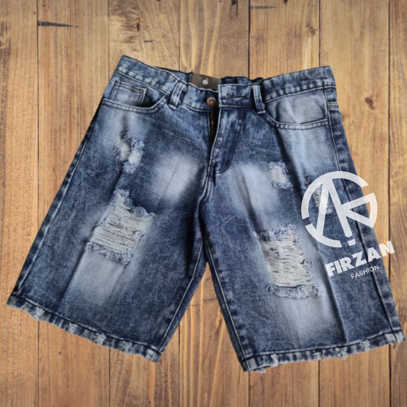 CELANA PENDEK JEANS SOBEK TALI KOLOR RAWIS/CELANA DISTRO PRIA RAWIS