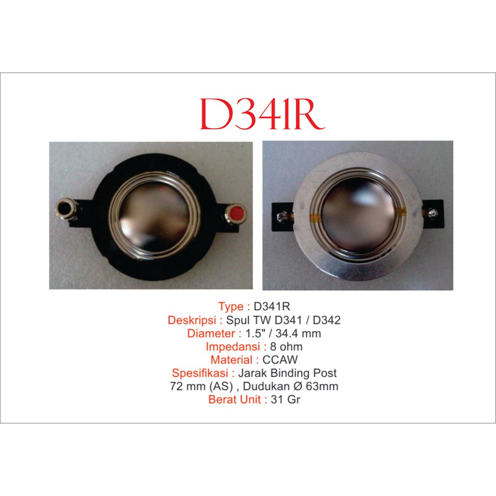STX - SPUL TW : VOICE COIL, DIAPHGRAM, SPUL TWEETER 1.5" 341R