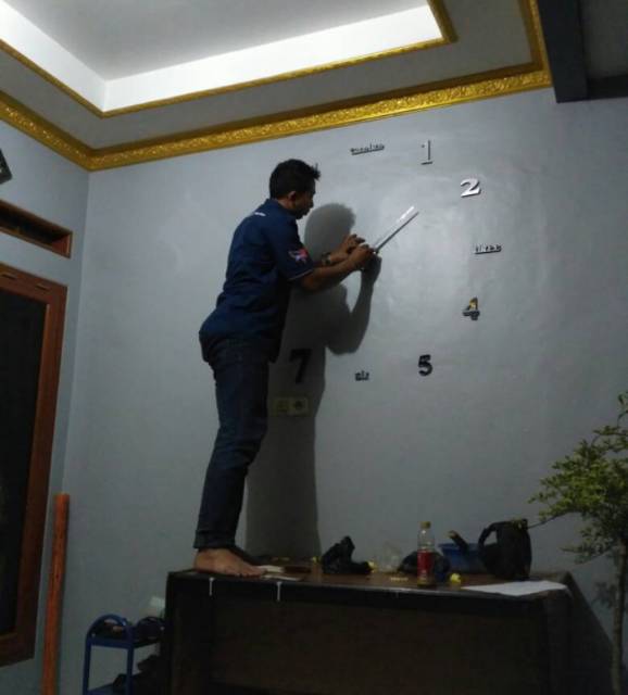 Jam Dinding Tempel Besar Jam 3D Giant Wall DIY Jam Dekorasi Dinding Tembok Murah