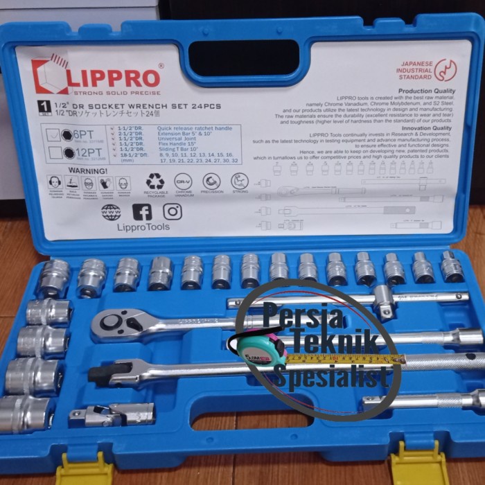 IOP | Socket wrench set 24 pcs LIPPRO 1/2 Kunci shok