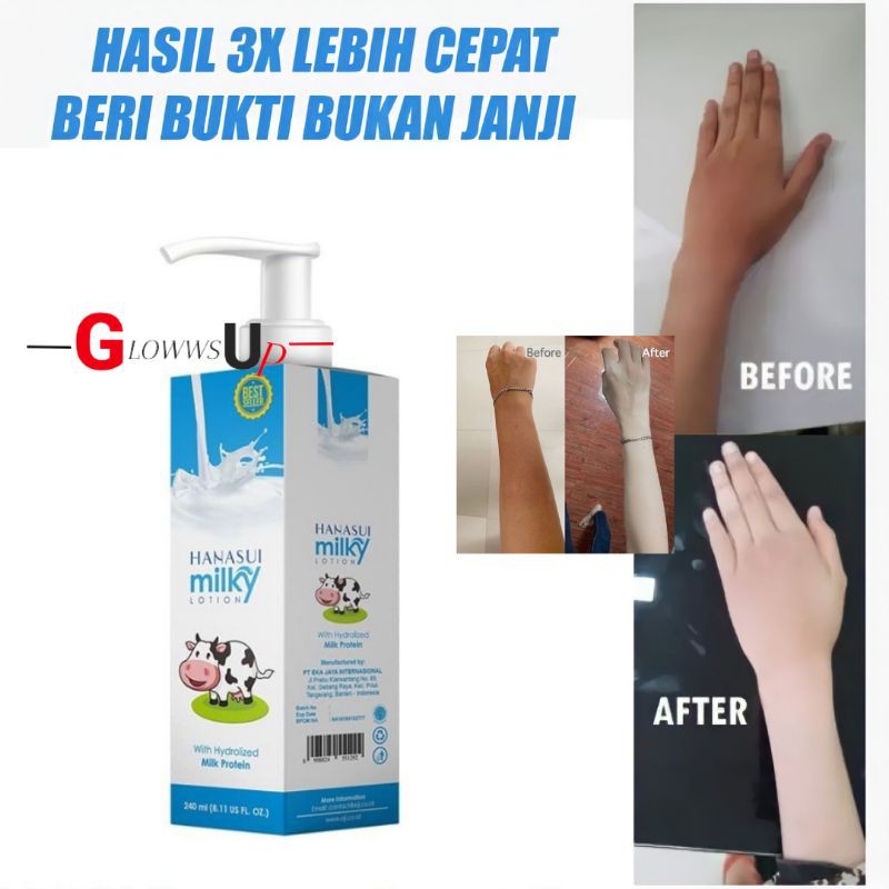 HANDBODY SUSU SAPI PEMUTIH BADAN PERMANEN - LOTION PEMUTIH TUBUH HANASUI NEW GLUTA MILKY BPOM