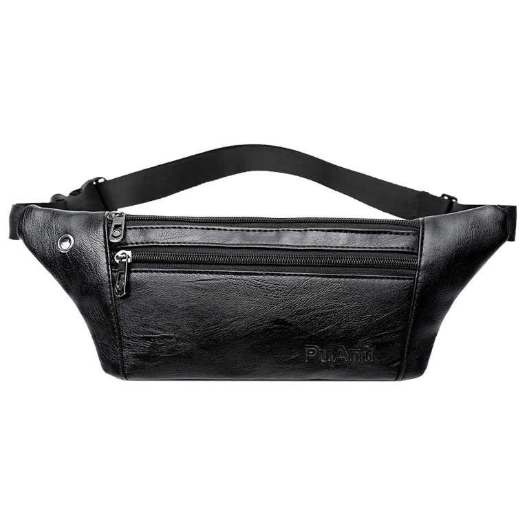 Rhodey Tas Pinggang Selempang Pria Waistbag Bahan Kulit 1851 Hitam Grab Medan