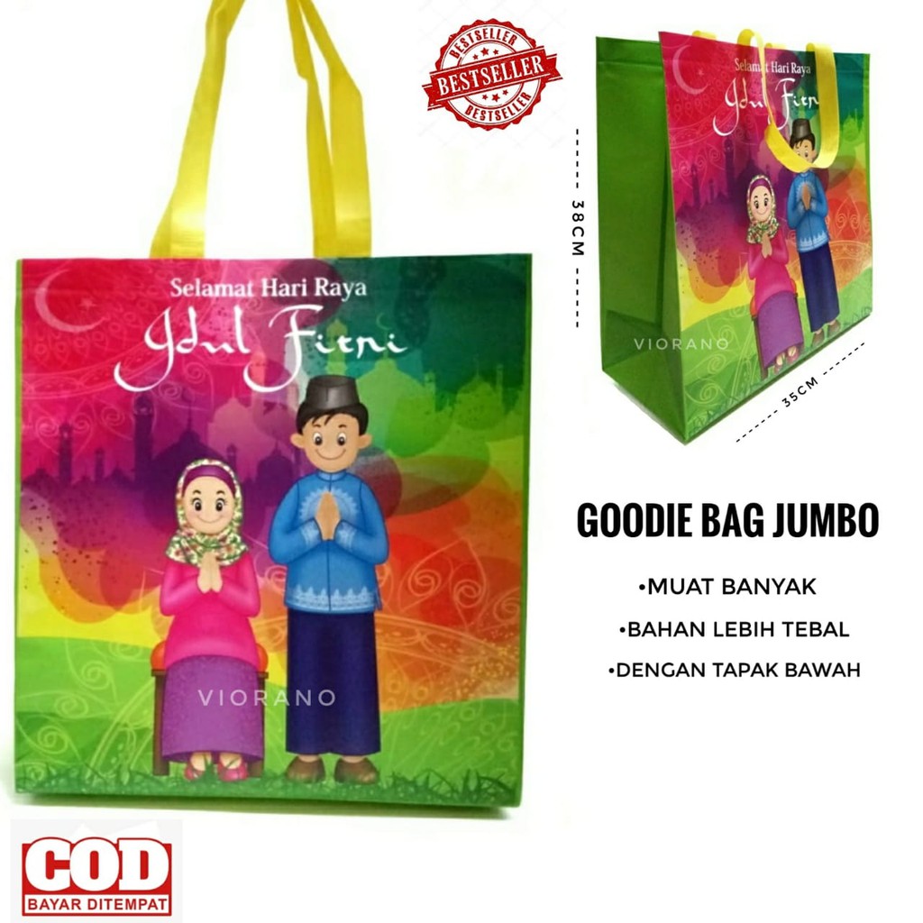 Tas Lebaran Hampers Tapak Bawah / Goodie Bag Idul Fitri Laminasi Bahan Tebal Ukuran 38×35 Tas Santun Tas Laminasi Goodie Bag Lebaran Laminasi